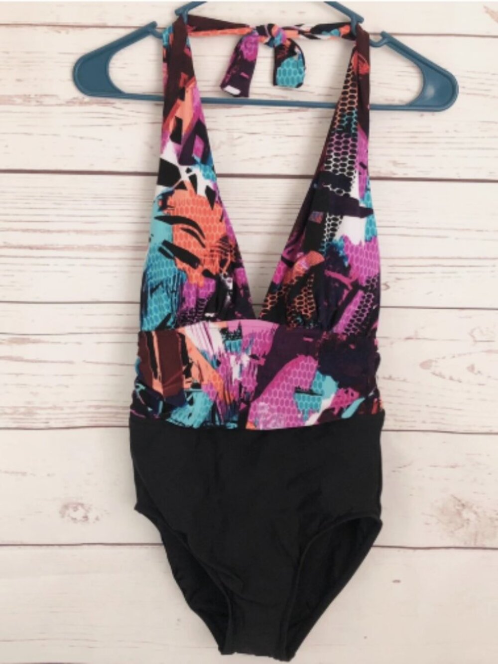 Aqua Green Womens One Piece Halter Swimsuit XL
